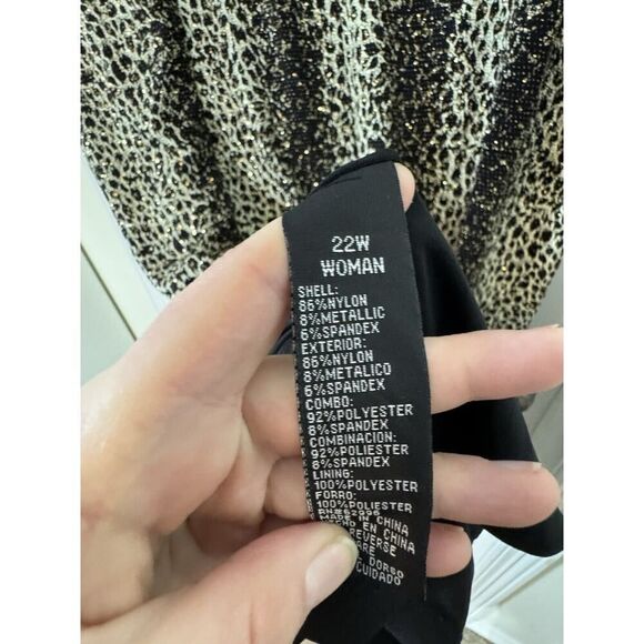 Scarlett Women's Plus 22W Dress Black Sheer Gold Glitter Party Formal Cheetah - Picture 6 of 8